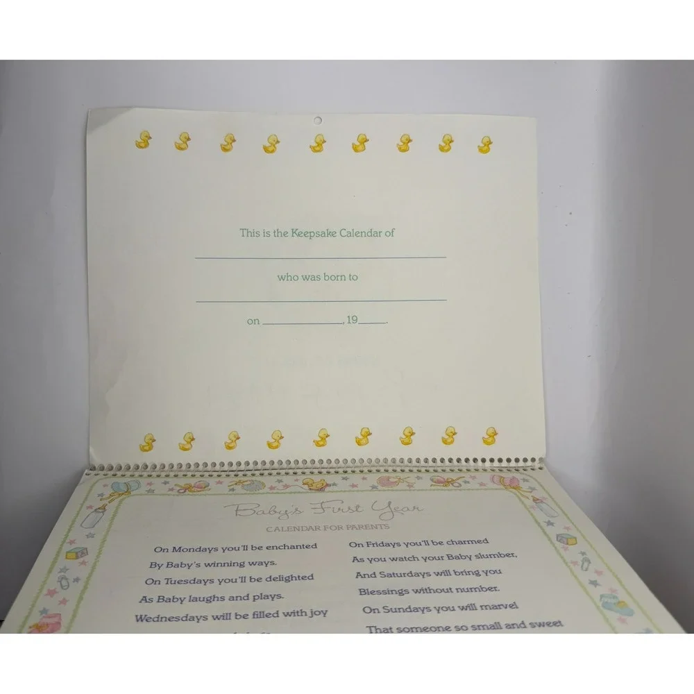 Vintage Baby's First Year Sticker Calendar Hallmark 1985 Stickers Nursery